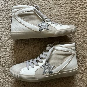 ShuShop White and Gray High-Tops with Star Accent